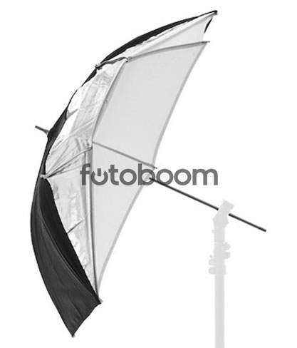 Paraguas Blanco/Plata/Negro 1m