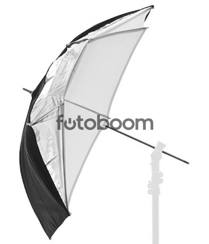 Paraguas Blanco/Plata/Negro 80cm Paraguas Blanco/Plata/Negro 80cm
