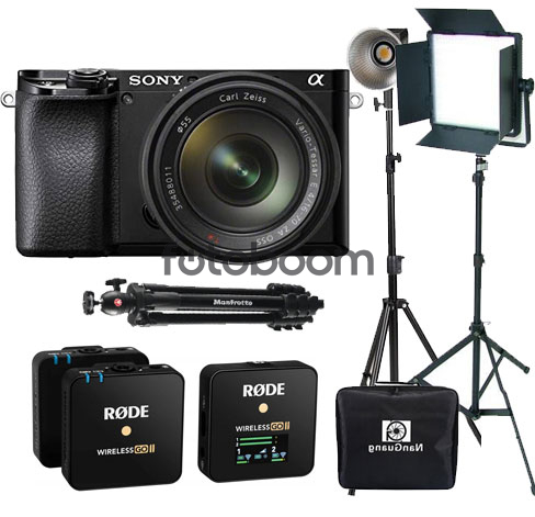 Alpha A6100 Negra + 16-70mm f/4 ZA OSS E + FORZA 60 + L-30L + CN-600SA Panel LED + Pie + Wireless GO II + Trípode