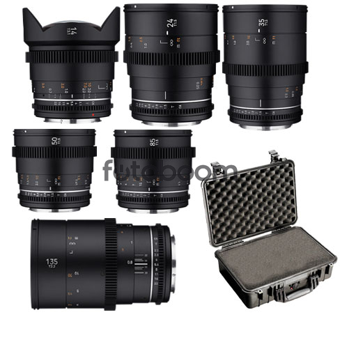 KIT 6 VDSLR MK2 14mm/24mm/35mm/50mm/85mm/135mm con maleta (FF, Sony E)