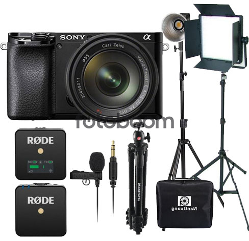 Alpha A6100 Negra + 16-70mm f/4 ZA OSS E + FORZA 60 + L-30L + CN-600SA Panel LED + Pie + Wireless GO + Lavalier Go + Trípode -PRG-
