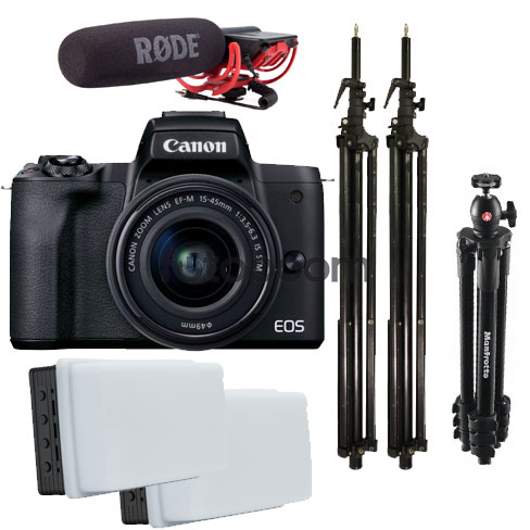 EOS M50 Mark II + 15-45mm f/3,5-6,3 IS STM + 2xLitolite 5C RGWW + 2xL-30L + Videomic Rycote + Trípode -PRG-