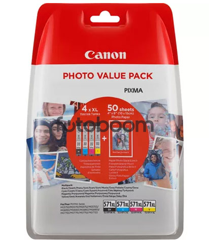 Pack CLI-571XL B/C/M/Y + papel fotográfico Pack CLI-571XL B/C/M/Y + papel fotográfico
