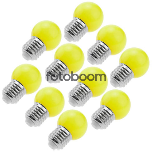 10x LED G45 E27 230 VAC 1.5W (Amarillo)