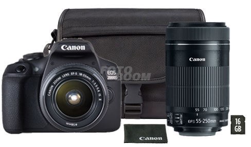 EOS 2000D + 18-55mm IS STM II + 55-250mm f/4-5,6 IS + SDHC 16Gb 80Mb/s + Bolsa EOS 2000D + 18-55mm IS STM II + 55-250mm f/4-5,6 IS + SDHC 16Gb 80Mb/s + Bolsa