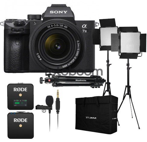 Alpha A7MIII + 28-60mm f/4-5,6 + Kit 2 Paneles CN600CSA LED Bicolor + Wireless GO + Lavalier Go + Trípode -PRG-