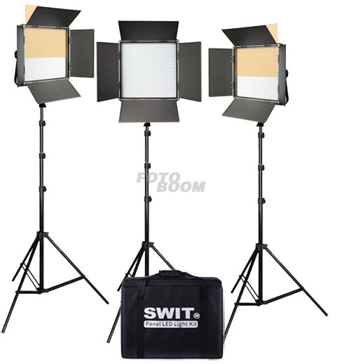 Kit 3 Paneles S-2120DS 1024 LEDs Luz Día