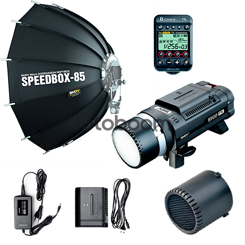 B500 TTL + B-Control para Nikon + Speedbox 85 + B-02 + Power Pack 220V-AC + Cargador + BR-80 B500 TTL + B-Control para Nikon + Speedbox 85 + B-02 + Power Pack 220V-AC + Cargador + BR-80