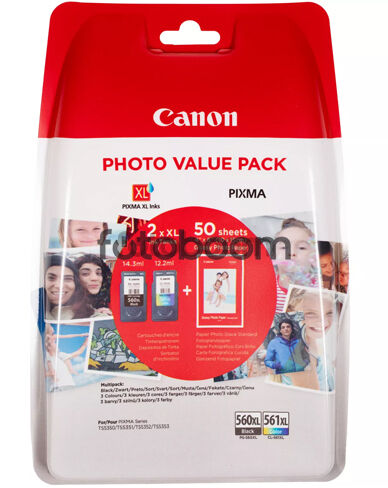 Multipack PG-560XL + CL-561XL + 50 hojas de papel fotográfico
