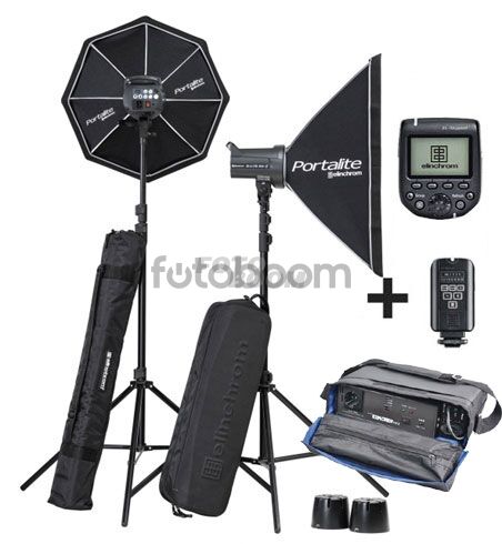 Kit 2 Flashes Elinchrom D-LITE RX4 SOFTBOX TO GO + Explorer XT + Transmitter Pro Fujfilm
