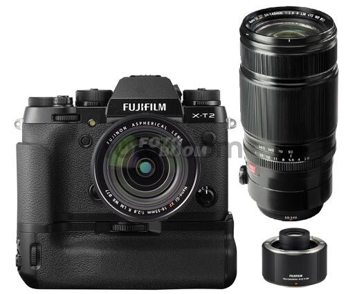 X-T2 Negra + 16-55mm f/2,8 + 50-140mm f/2,8 + VPB-XT2 + 2X WR
