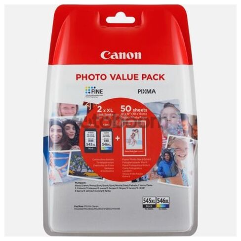 Multipack PG-545/CL-546 + 50 hojas de papel 4x6
