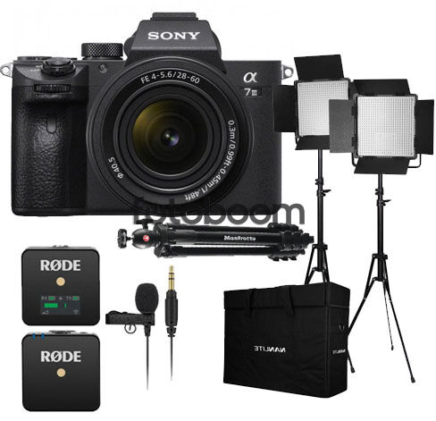 Alpha A7MIII + 28-60mm f/4-5,6 + Kit 2 Paneles CN600CSA LED Bicolor + Wireless GO + Lavalier Go + Trípode