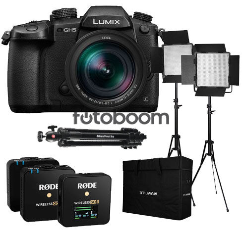 DC-GH5 + 12-60mm f/2.8-4 Asph OIS +  Kit 2 Paneles CN600CSA LED Bicolor + Wireless GO II + Trípode